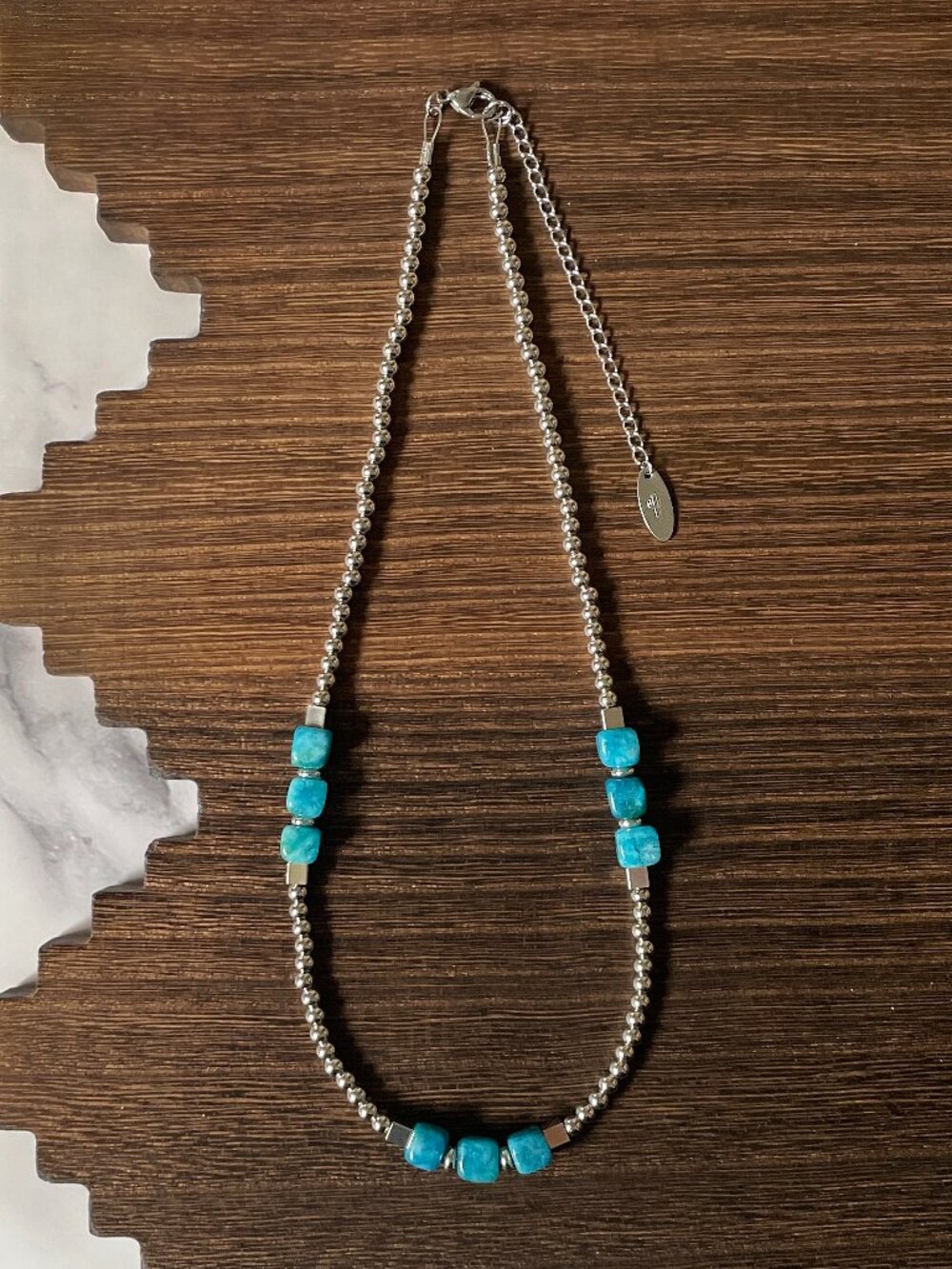 Handmade Ocean Cubed Western Pearl Necklace 18 inch